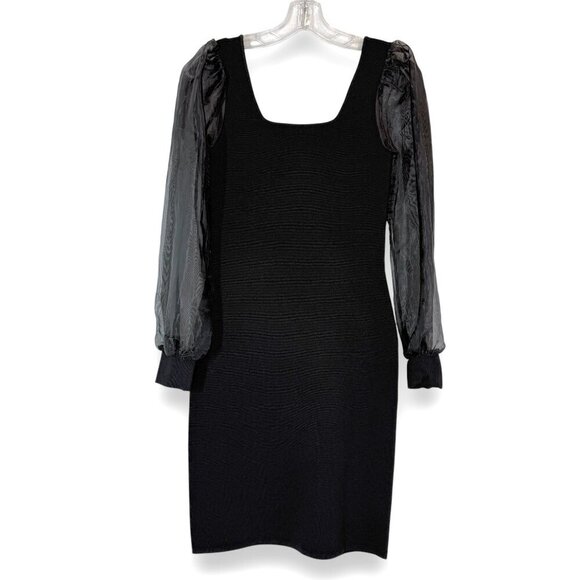 House of Harlow Black Long Sleeve Knit Dress Fitted Cocktail XS - Picture 2 of 12